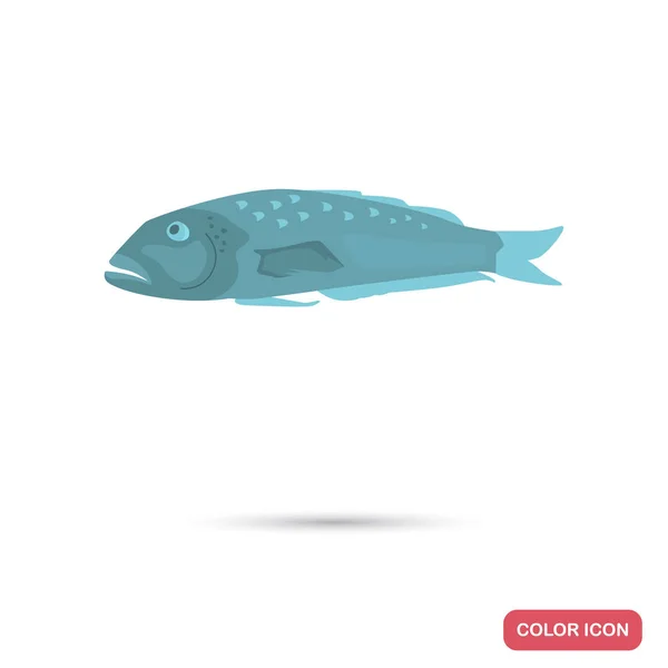 Icône plate de couleur poisson de morue bleue pour le design web et mobile — Image vectorielle