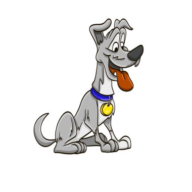 komik karikatür renkli köpek duygular ile