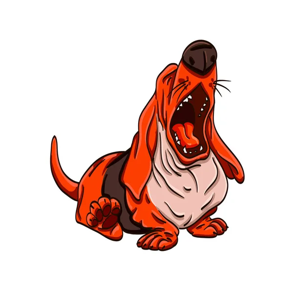 Divertido Dibujos Animados Perro Colorido Con Emociones — Vector de stock