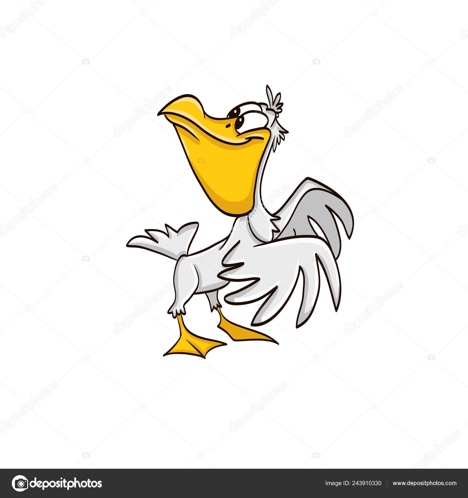 Funny Cartoon Pelican Bird Big Beak Stock Vector Image by  © #243910330