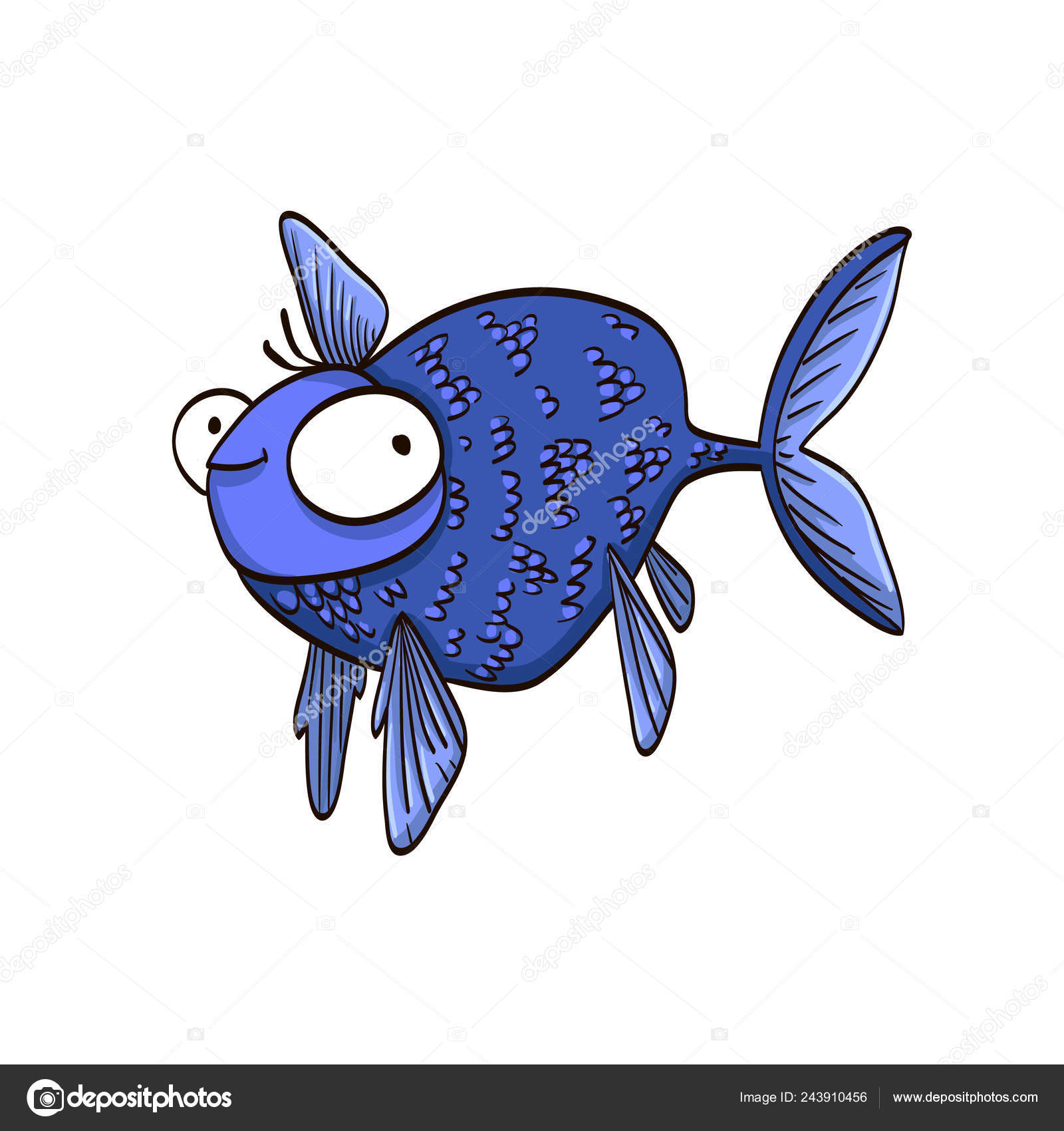 Funny Cartoon Fish Big Eyes Stock Vector Image by © #243910456 Funny Cartoon Fish Big Eyes Stock Vector Image by © #243910456