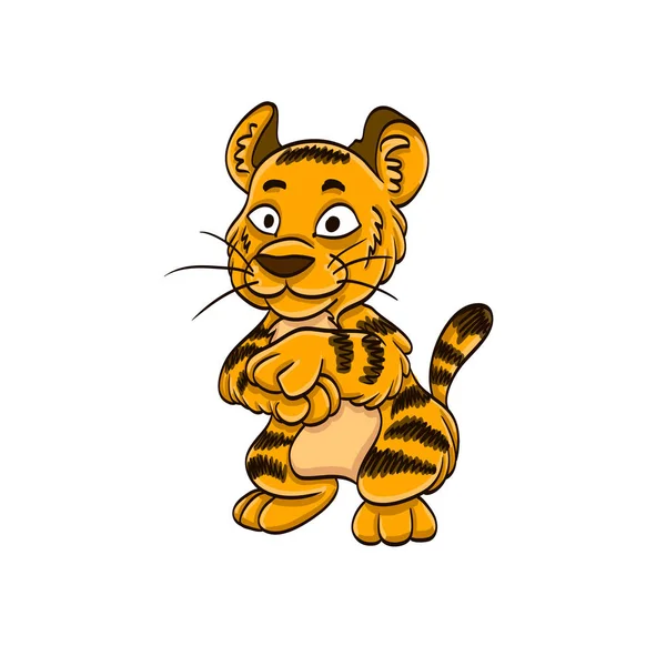 Divertido Dibujos Animados Pequeño Bebé Tigre — Vector de stock