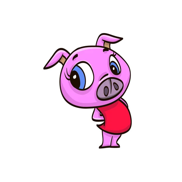 Różowy Świnia Kreskówki Kolorowe Zabawny Zwierzę — Wektor stockowy