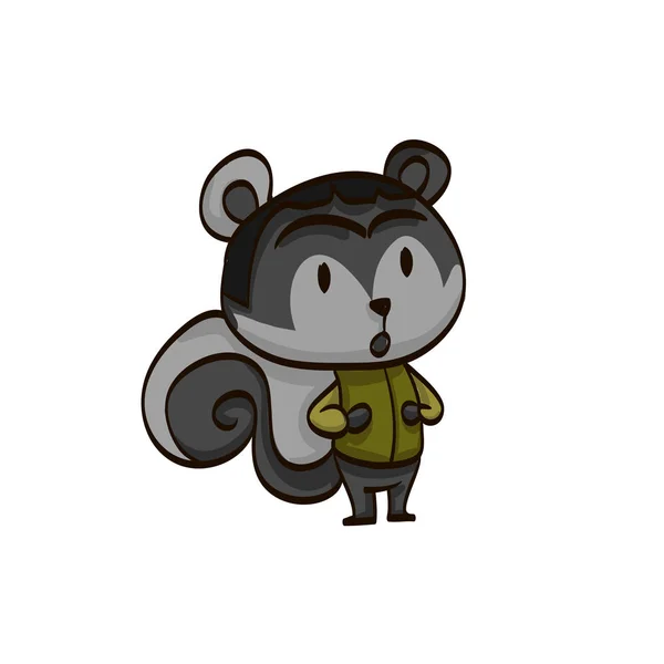 灰色松鼠卡通五颜六色的有趣的动物 — 图库矢量图片