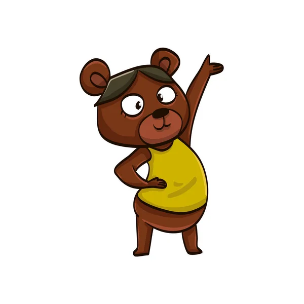 Menina Urso Desenho Animado Colorido Engraçado Animal —  Vetores de Stock