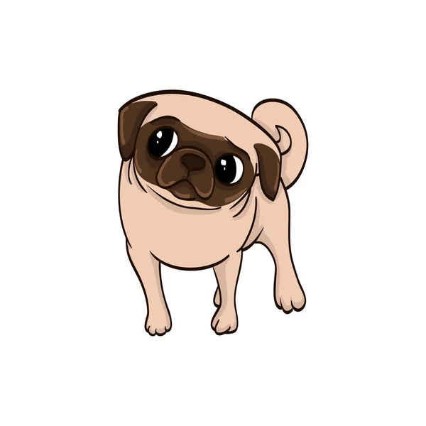 Pug Cão Desenho Animado Colorido Engraçado Animal — Vetor de Stock