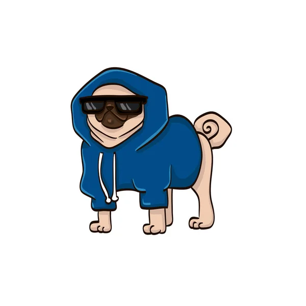 Pug Cão Desenho Animado Colorido Engraçado Animal —  Vetores de Stock
