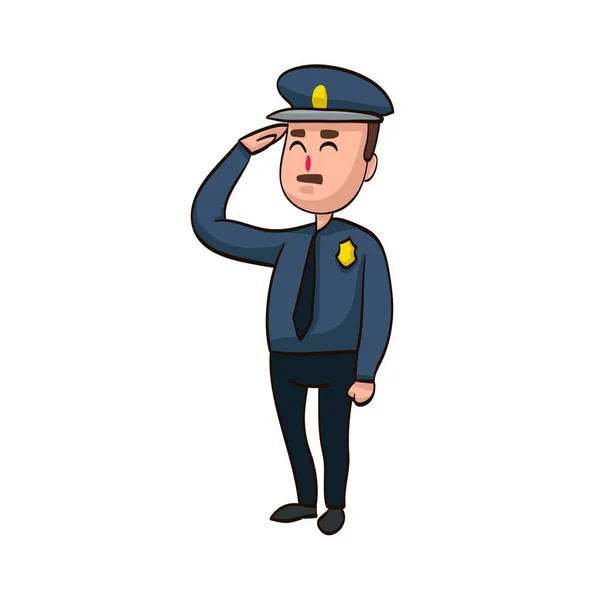 Cartoon Funny Politieman Uniform — Stockvector