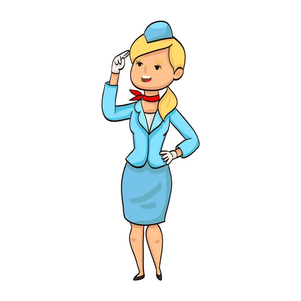 Kreskówka Dziewczynka Fachowy Stewardessa — Wektor stockowy