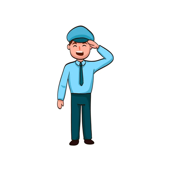 Cartoon Funny Politieman Uniform — Stockvector