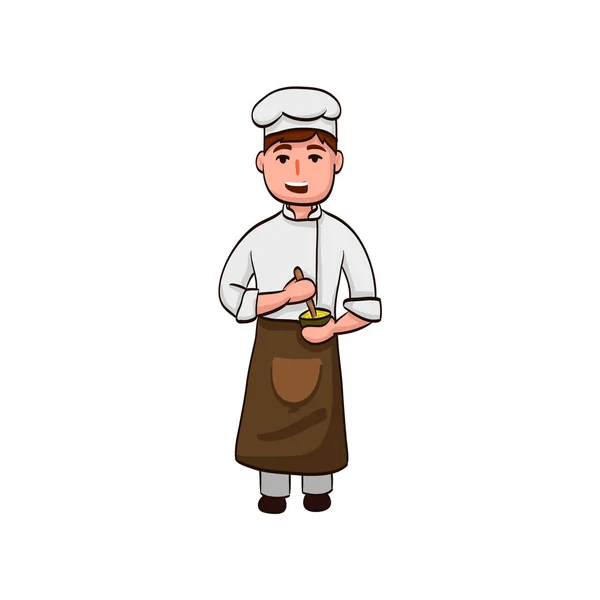 Desenho Animado Cozinheiro Engraçado Uniforme —  Vetores de Stock
