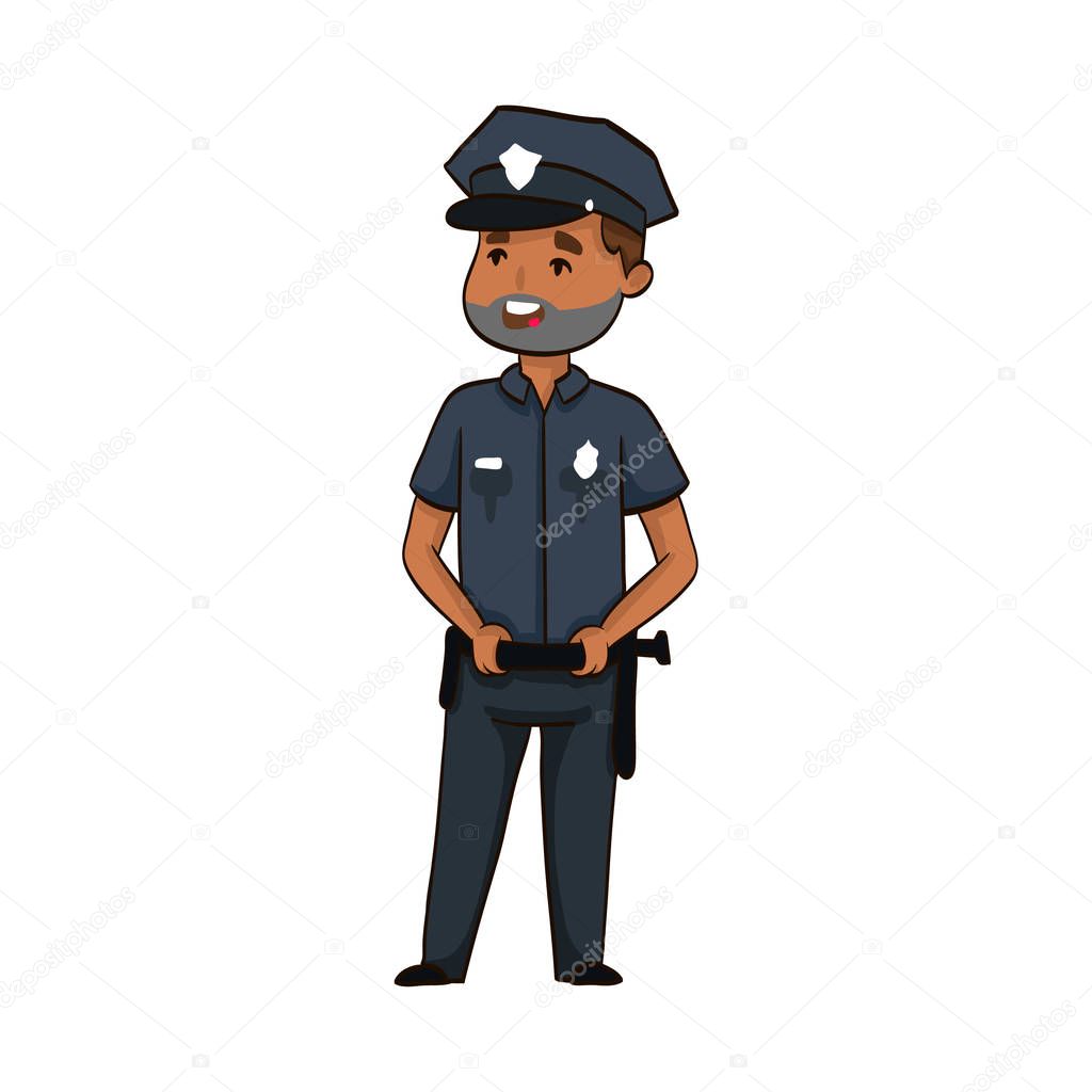 cartoon funny policeman in uniform