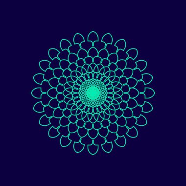 Siyah arka planda dekoratif çiçek mandala