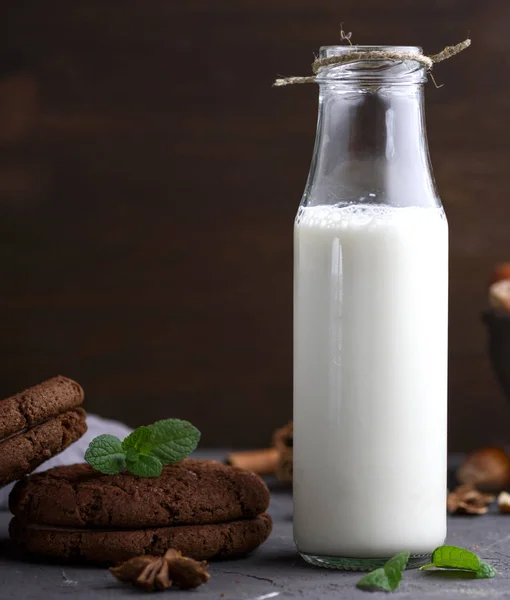 우유와 초콜릿 비스킷 라운드 — 스톡 사진