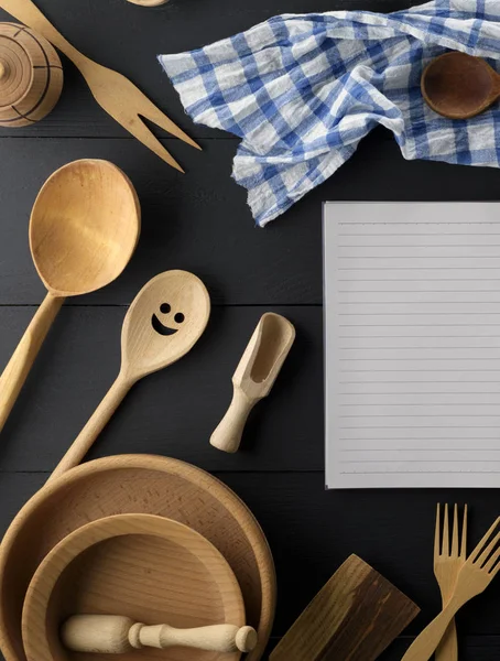 Cuaderno Papel Vacío Con Hojas Blancas Una Línea Artículos Cocina — Foto de Stock