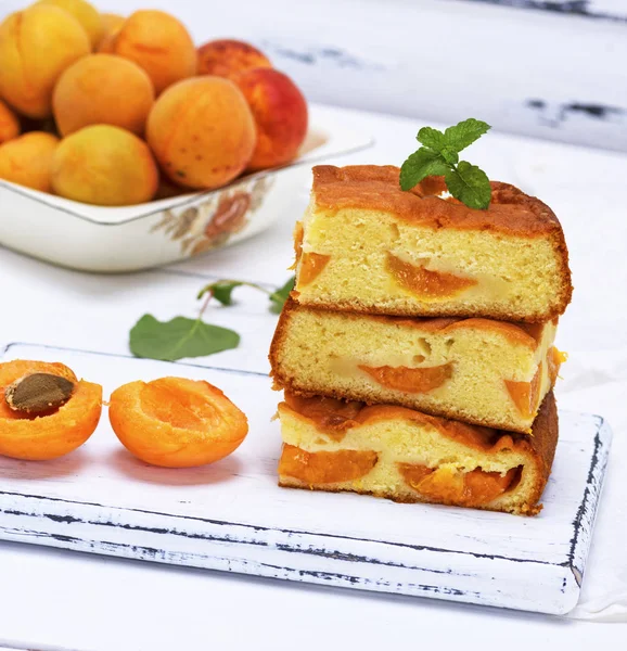 Stack Biscuit Pie Apricots White Wooden Table Sponge Cake Stock Picture
