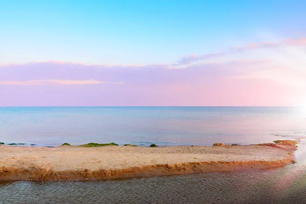 Закат Черном Море Летний Вечер Село Украина Железного Порта — стоковое фото