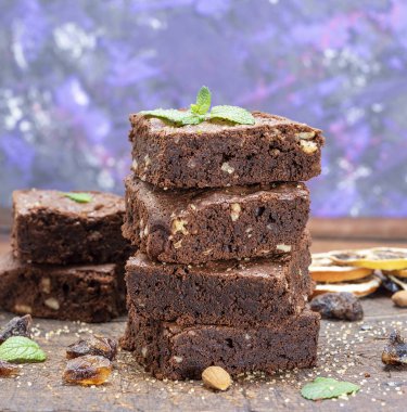 yığın kare parça kek pasta pişmiş, yakın çekim