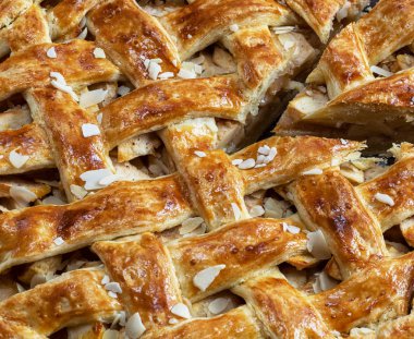 doku pişmiş meyve pasta, tam kare, yakın çekim