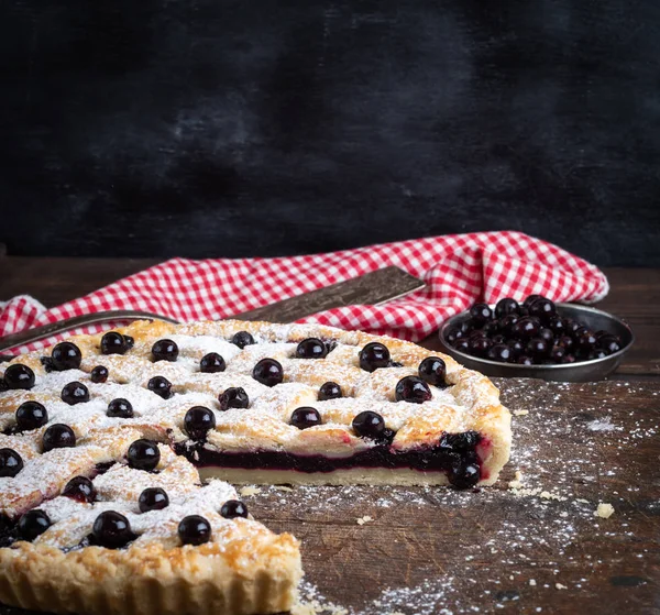 Gâteau Cassis Rond Cuit Four Poudre Avec Sucre Glace Fermer — Photo