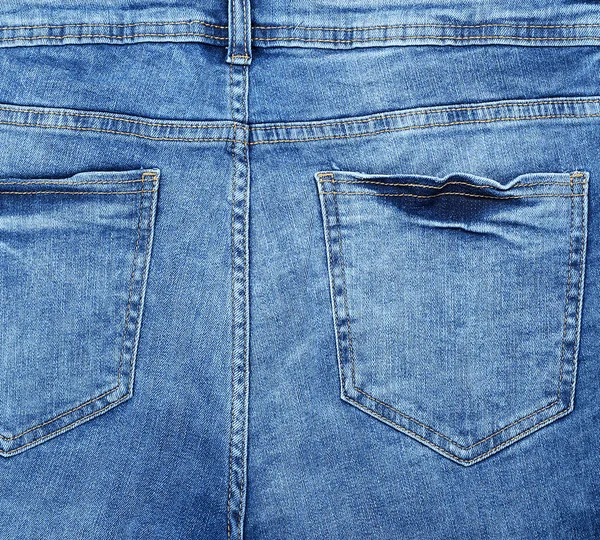 Rückseite Blaue Jeans Mit Taschen Vollgestell — Stockfoto