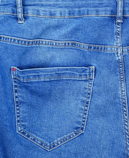 Fragment Einer Blauen Jeans Mit Gesäßtasche Vollrahmen — Stockfoto