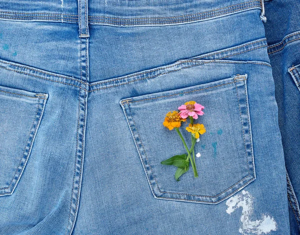 buket çiçek arka cebin kot, yakın çekim, çerçeve tam