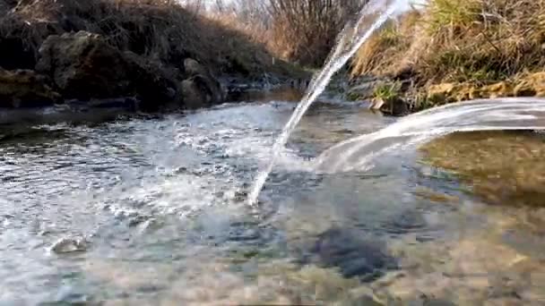 天然水をソースを地面から打つ日 ウクライナ — ストック動画