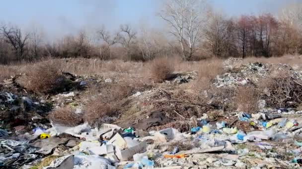 Gran Pila Basura Medio Naturaleza Natural Concepto Contaminación Ambiental Ucrania — Vídeo de stock