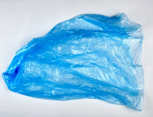 Skrynklig blå plastpåse för skräp kan — Stockfoto