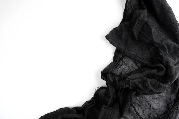 Gasa textil negra sobre fondo blanco —  Fotos de Stock