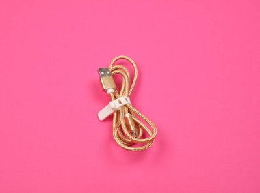 elektrik ekipmanı ile şarj etmek için bükülmüş altın kablo