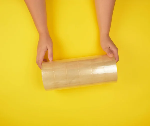 Dos manos femeninas sosteniendo una pila de whisky transparente —  Fotos de Stock