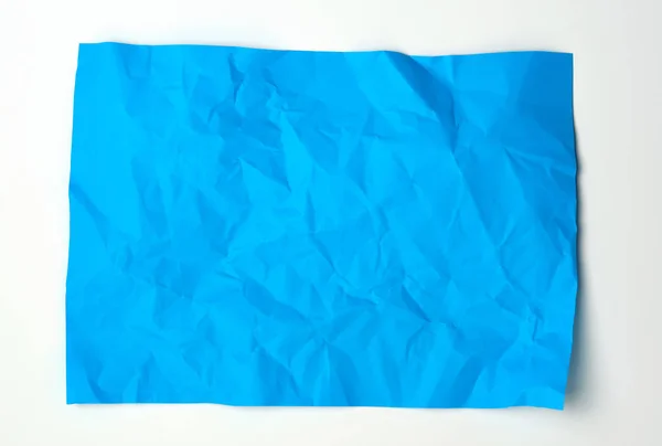 Verfrommeld blauw rechthoekig vel papier — Stockfoto