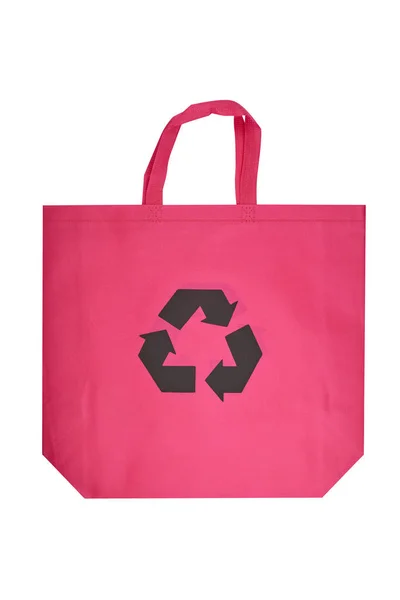 Bolsa de viscosa rosa reutilizable aislada sobre fondo blanco — Foto de Stock