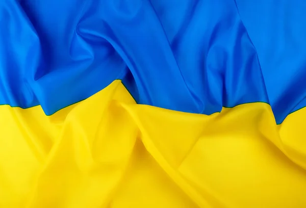 Синьо-жовтий Текстильний Шовковий прапор держави України — стокове фото