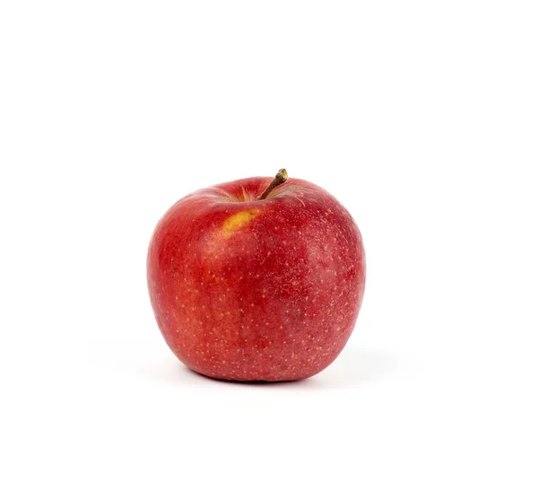 Спелые красные круглые яблоко на белом фоне, осенний урожай — стоковое фото