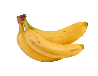 Bir grup sarı olgun muz kabukta soyulmuş beyaz bir sırt sırtında