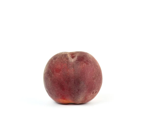 Round red ripe peach isolated on white background — Stock Photo, Image