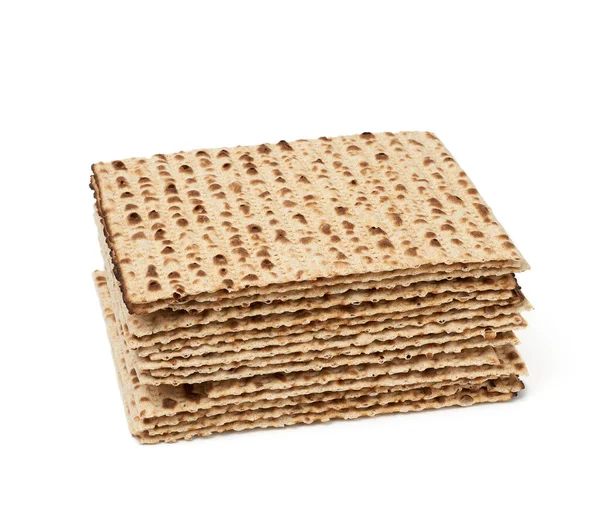 Stack Baked Matzoh Isolated White Background Pesah Celebration Concept Jewish — Stock Photo, Image