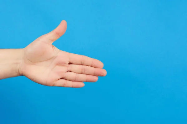 Uitgestrekte Hand Van Mens Open Hand Deel Van Het Lichaam — Stockfoto