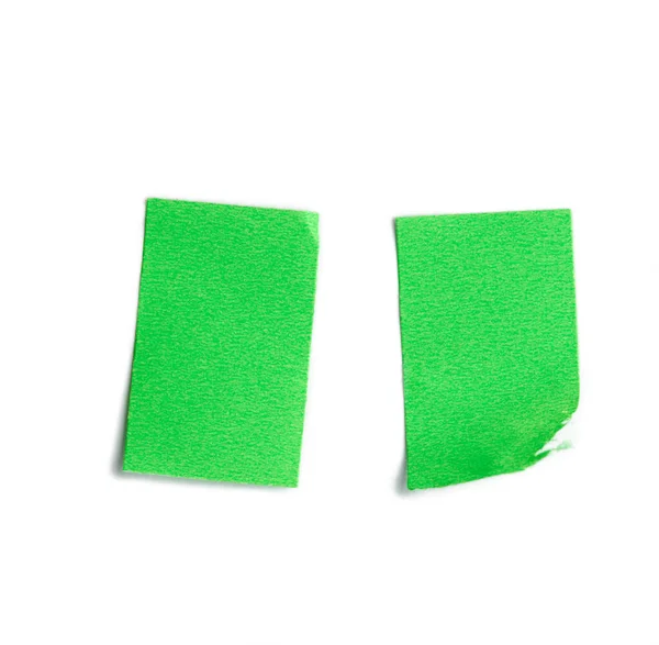 Verdi Etichette Prezzo Appiccicoso Vuoto Sfondo Bianco Vista Dall Alto — Foto Stock