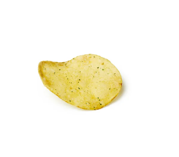 Runda Potatischips Med Torkad Dill Isolerad Vit Bakgrund Närbild — Stockfoto