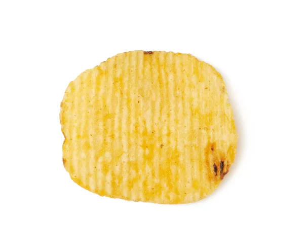 Rund Stekt Gyllene Potatis Fluted Chips Isolerad Vit Bakgrund Inte — Stockfoto