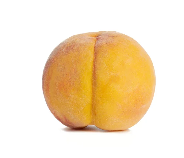 Whole Ripe Yellow Peach Isolated White Background Close — Stock Photo, Image