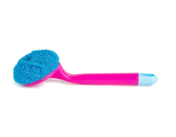 Pink Plastic Brush Cleaning House Isolated White Background Close — Stock Photo, Image