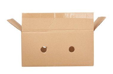 Kahverengi kıvrımlı kartondan yapılmış dikdörtgen kutuyu beyaz bir arkaplanda izole et, kapat