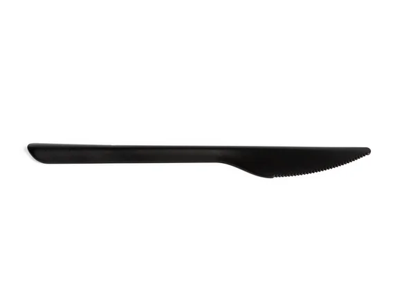Einwegmesser Aus Schwarzem Kunststoff Isoliert Auf Weißem Hintergrund Nahaufnahme — Stockfoto