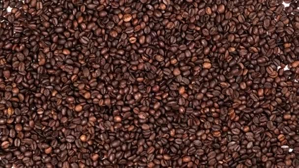 Roasted Brown Coffee Beans Full Frame Ingredient Rotates Top View — Stock Video