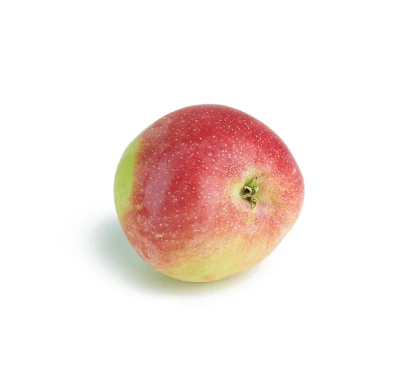 Ώριμο Κόκκινο Στρογγυλό Μήλο Λευκό Φόντο Φθινοπωρινή Συγκομιδή Κοντινό Πλάνο — Φωτογραφία Αρχείου